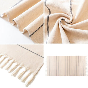 Embroidered Cream-colored Tassel Beach Towel