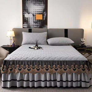 Royal Velvet Bedspread with Decorative Ruffled Skirt