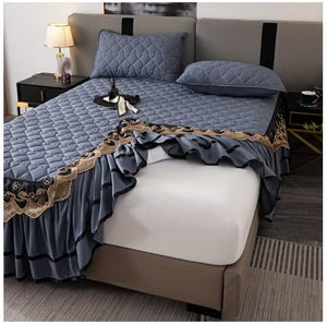 Royal Velvet Bedspread with Decorative Ruffled Skirt